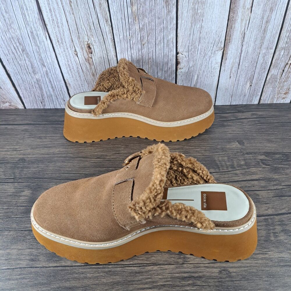 Dolce Vita Lelani Plush Flat Platform Mule Women's Sz 9 Pecan Suede (VGC) - Picture 5 of 9
